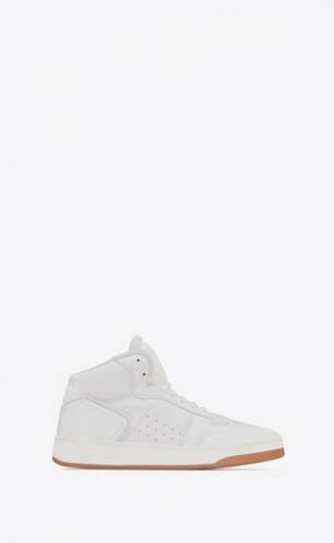 YSL Sl/80 Mid-High-top Smooth And Grained Piele Albi | Romania_YSL89328