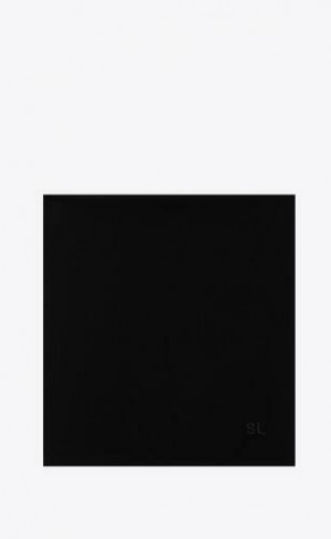 YSL Sl Pocket Square Scarf In Silk Satin Negrii | Romania_YSL32718