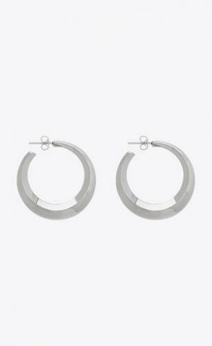 YSL Small Hoop Earrings In Metal Argintii | Romania_YSL58809