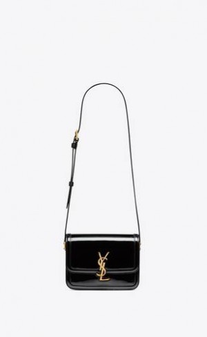 YSL Solferino Small Satchel In Lacquered Lacuita Piele Negrii | Romania_YSL95899