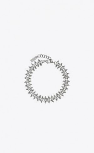 YSL Square And Spikes Chain Bracelet In Metal Argintii | Romania_YSL56371
