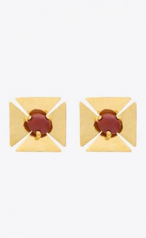 YSL Square And Stone Earrings In Metal Rosii Aurii | Romania_YSL30221