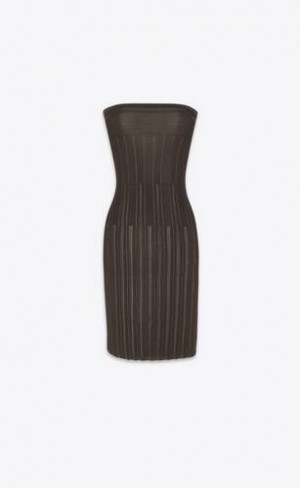 YSL Strapless In Dungi Knit Ciocolata | Romania_YSL74851