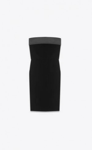 YSL Strapless Pencil Velvet Negrii | Romania_YSL37322