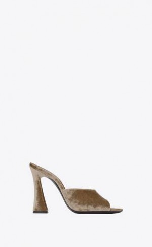 YSL Suite Mules In Velvet Gri | Romania_YSL48471