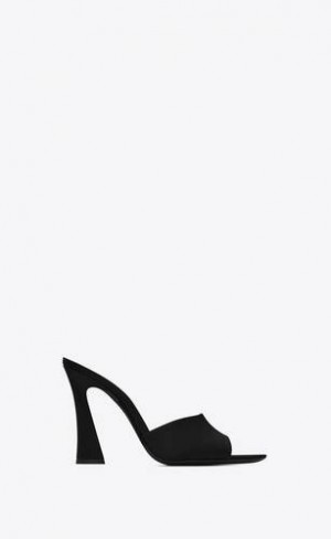 YSL Suite Toc Mules In Crepe Satin Negrii | Romania_YSL13512