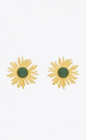 YSL Sunburst Earrings In Jade And Metal Verzi Aurii | Romania_YSL96976