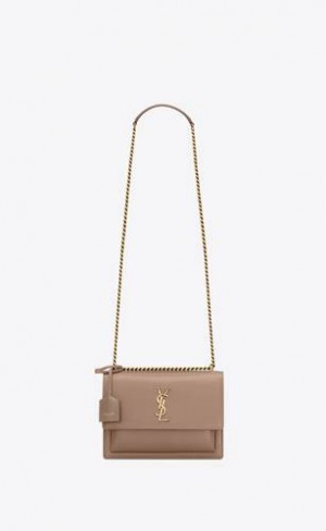 YSL Sunset Medium In Coated Bark Piele Gri Maro | Romania_YSL41841