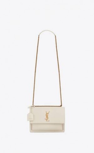 YSL Sunset Medium In Smooth Piele Albi | Romania_YSL87574