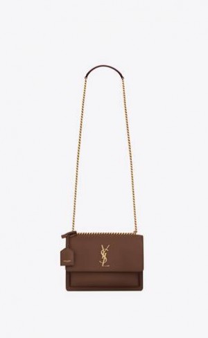 YSL Sunset Medium In Smooth Piele Ciocolata Inchis | Romania_YSL77622