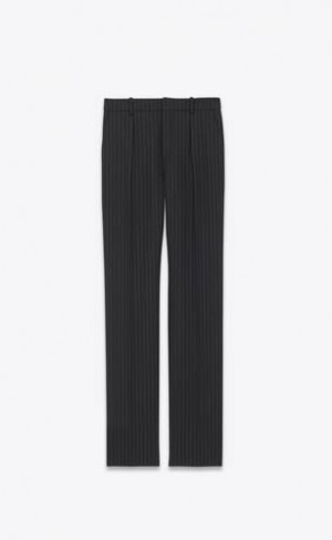 YSL Tailored Rive Gauche In Dungi Flannel Negrii Albi | Romania_YSL77851