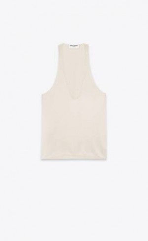 YSL Tank Silk Satin Crepe Albi | Romania_YSL67071