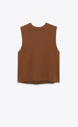 YSL Tank Silk Satin Crepe Maro | Romania_YSL15798