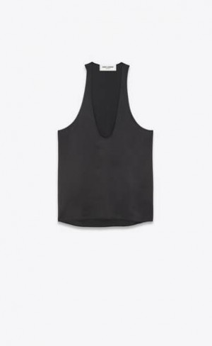 YSL Tank Silk Satin Crepe Negrii | Romania_YSL98132