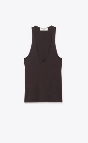 YSL Tank Top In Cashmere Ciocolata | Romania_YSL79688