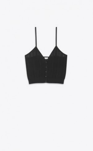 YSL Tank Top In In Dungi Knit Negrii | Romania_YSL77224