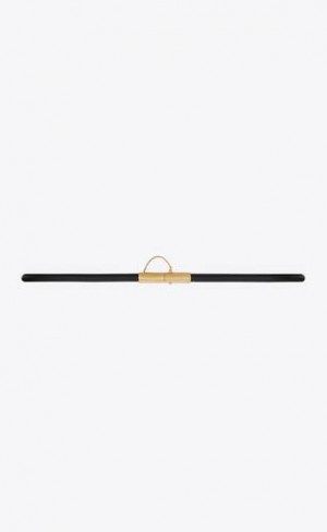YSL T-bar Cu Catarama Smooth Piele Negrii | Romania_YSL39364