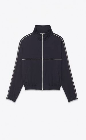 YSL Teddy Jacket In Crepe Satin Albastri | Romania_YSL29457