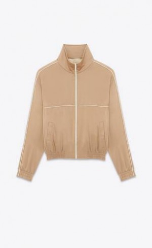 YSL Teddy Jacket In Crepe Satin Bej | Romania_YSL91796