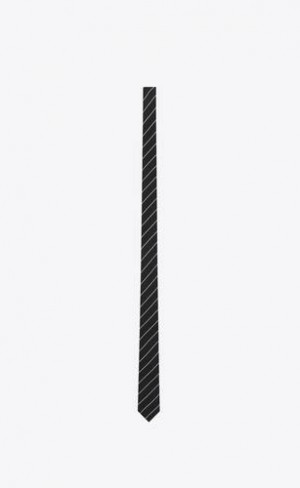 YSL Thin Tie In Silk Jacquard Negrii Gri | Romania_YSL58578