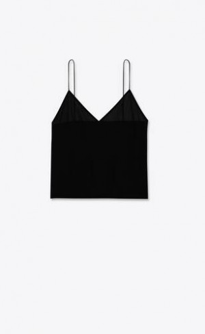 YSL Top In Washed Silk Georgette Negrii | Romania_YSL41082