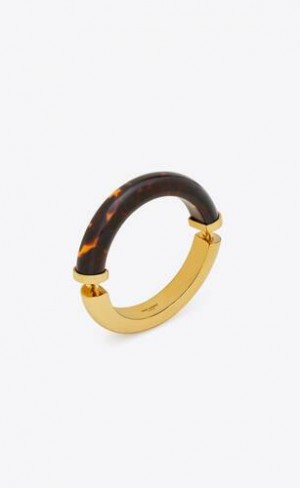 YSL Tortoiseshell Duet Bangle In Resin And Metal Aurii | Romania_YSL92053
