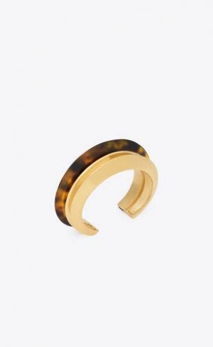 YSL Tortoiseshell Duet Cuff In Resin And Metal Aurii | Romania_YSL80674