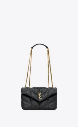 YSL Toy Puffer In Shiny Grained Piele Negrii | Romania_YSL34993