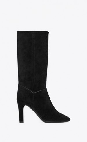 YSL Tracy Boots In Piele Intoarsa Negrii | Romania_YSL74657