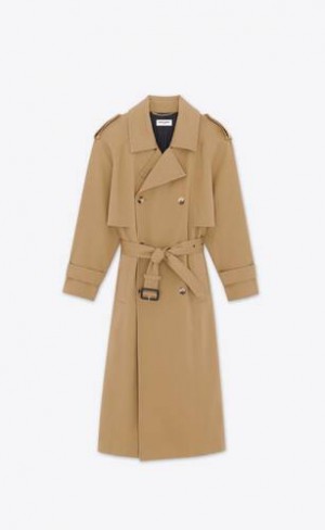 YSL Trench Coat In Gabardine Bej | Romania_YSL34048