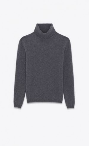 YSL Turtleneck Pulovere In Cashmere Gri | Romania_YSL43213