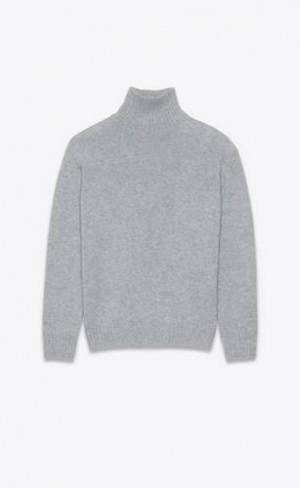 YSL Turtleneck Pulovere In Cashmere Gri | Romania_YSL16201