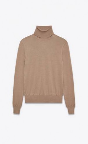 YSL Turtleneck Pulovere In Cashmere, Lână And Silk Maro | Romania_YSL30535