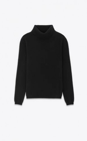 YSL Turtleneck Pulovere In Cashmere Negrii | Romania_YSL69435