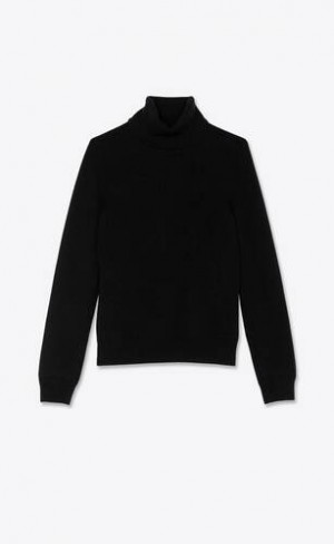 YSL Turtleneck Pulovere In Cashmere Negrii | Romania_YSL52140