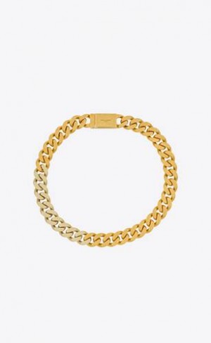 YSL Two-tone Chain Necklace In Metal Aurii | Romania_YSL78925