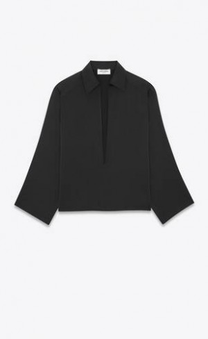 YSL Vareuse Crepe Satin Negrii | Romania_YSL60558
