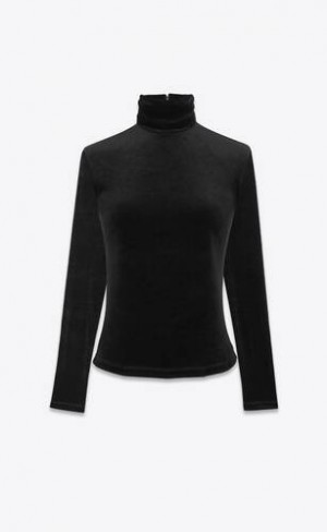 YSL Velvet Jersey Negrii | Romania_YSL69287