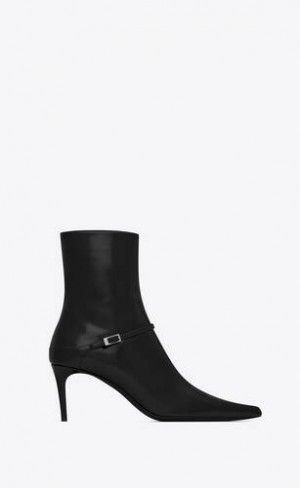 YSL Vendome Booties In Glazed Piele Negrii | Romania_YSL73871