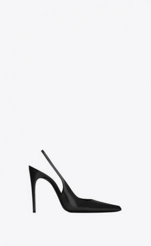 YSL Vendome Slingback Pumps In Glazed Piele Negrii | Romania_YSL65235