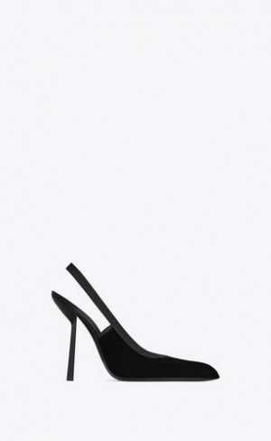 YSL Victoire Slingback Pumps In Velvet Negrii | Romania_YSL26458