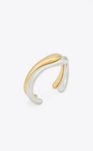 YSL Wavy Cuffs In Metal Aurii | Romania_YSL17260
