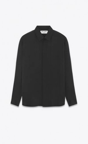 YSL Yves Collar Matte And Shiny Shagreen Silk Negrii | Romania_YSL91786