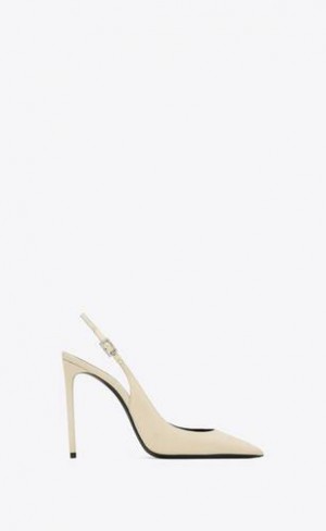 YSL Zoe Slingback Pumps In Crepe De Chine Albi | Romania_YSL38646