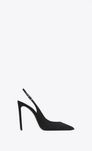 YSL Zoe Slingback Pumps In Grosgrain Negrii | Romania_YSL76569