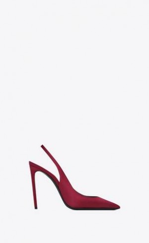 YSL Zoe Slingback Pumps In Satin Crepe Visinii | Romania_YSL49992