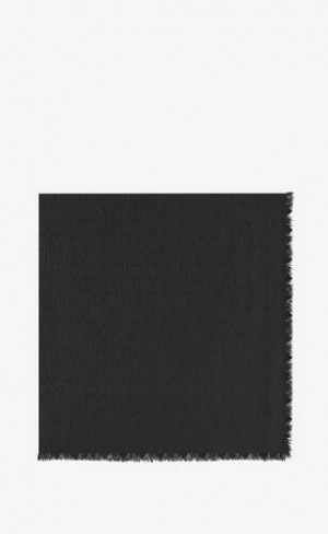 YSL  Large Square Scarf In Silk Negrii | Romania_YSL76910