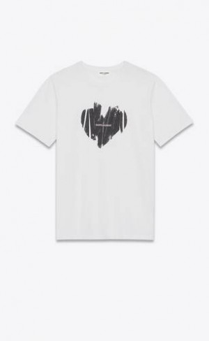 YSL "Saint Laurent Heart" T-shirt Bej | Romania_YSL34413